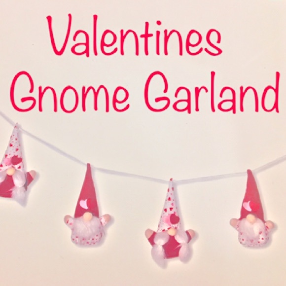 Valentines Day Decoration Gnome Garland 6’ Love NEW Pink & Red Hearts - Picture 8 of 16